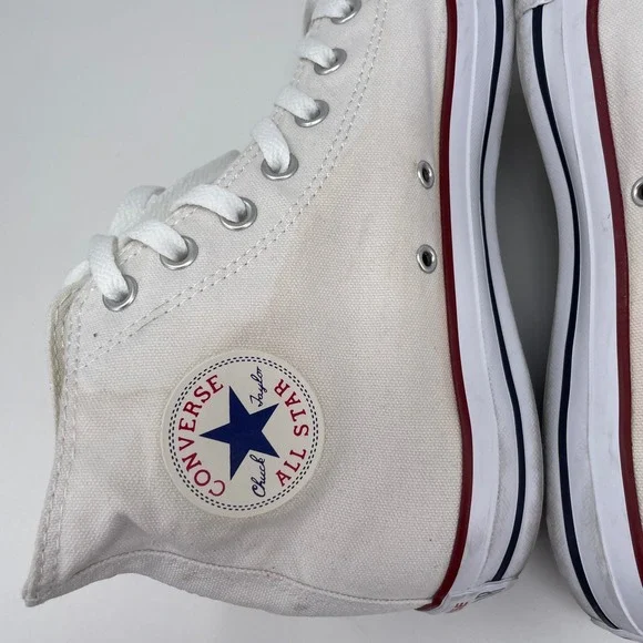 Converse Chuck Taylor All Star High Top White Canvas Sneakers M7650 Y2K M 10 W12 - Picture 7 of 13